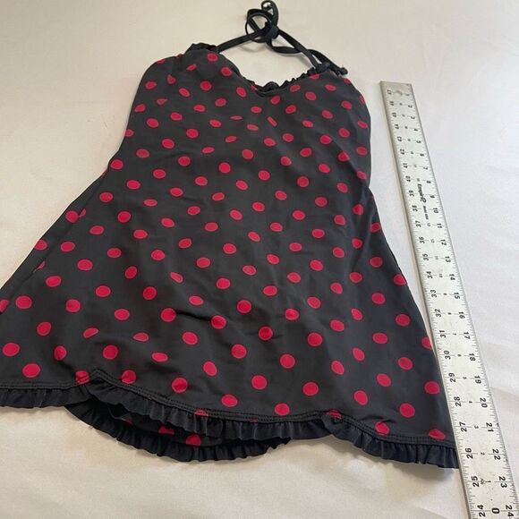 Bettie Page Black One Piece with Pink Polka Dots - Picture 3 of 7